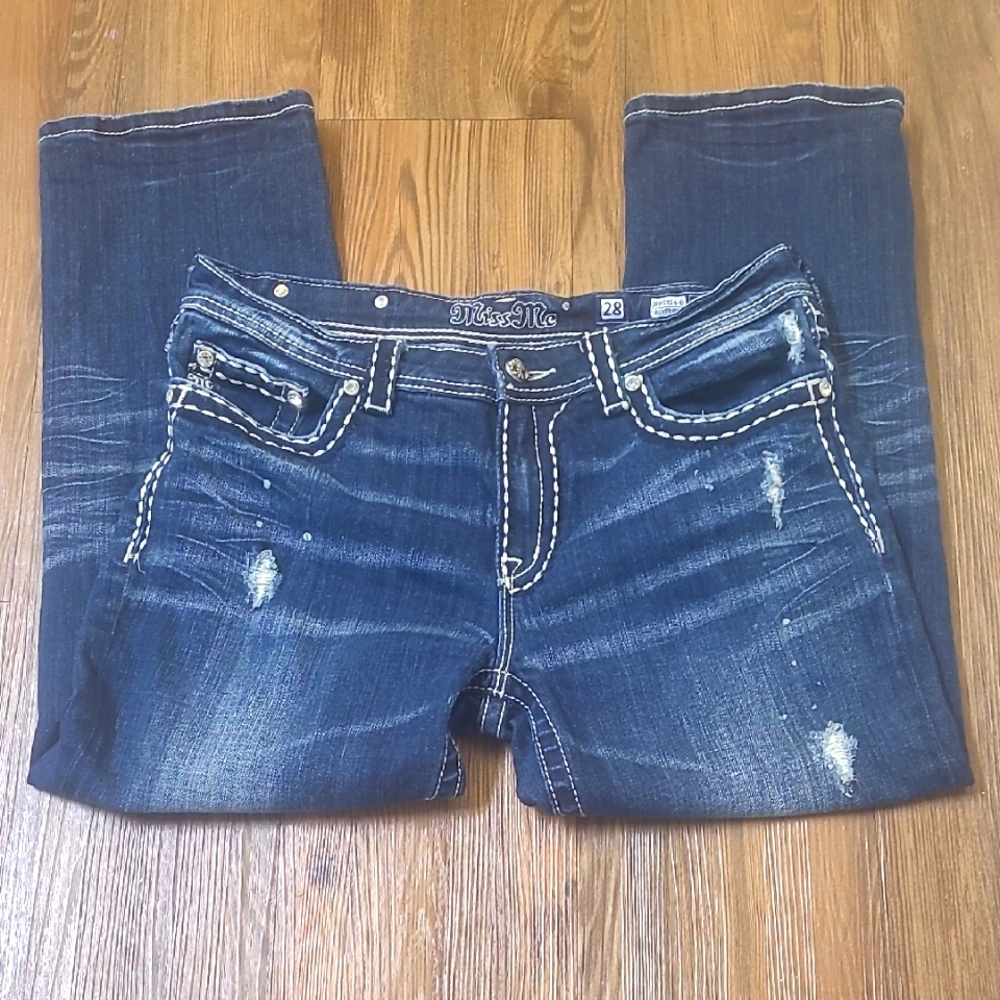 Miss‎ Me Women's Dark Blue Boyfriend Jeans used good condition  zise 28
